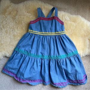 Hanna Andersson 100% cotton jumper denim dress girl size 5